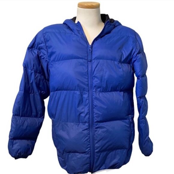 TRIPLE STAR BOYS PACKABLE DOWN FEATHER HOODED JACKET BLUE MEDIUM - Picture 3 of 8
